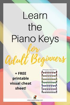 the piano keys for adults and beginners are shown in yellow, black, and white