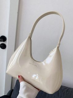 French Retro Glossy Simple Underarm Crescent Bag, Fashionable And Elegant Portable Shoulder Bag For WomenI discovered amazing products on SHEIN.com, come check them out! Crescent Bag, My Style Bags, Retro Bags, Girly Bags, Minimalist Pattern, Elegant Bags, Purse Brands, Bags Aesthetic, Baguette Bag