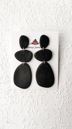 Black Earrings / Polymer Clay Earrings Clay Earrings Trendy | Etsy Polymer Clay Black Earrings, Unique Handmade Black Plug Earrings, Artistic Black Dangle Jewelry, Artistic Black Jewelry With Matching Earrings, Black Resin Drop Earrings, Artistic Black Dangle Earrings, Black Polymer Clay Jewelry With Matching Earrings, Black Resin Dangle Jewelry, Artistic Black Drop Earrings