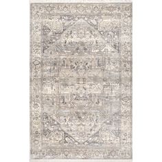 an area rug with grey and beige colors