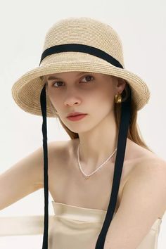 Fibflx Women's Adjustable French Straw Cloche Hat with Ribbon Tie Flat Brim Cloche Hat For Beach And Kentucky Derby, Summer Cloche Hat For Kentucky Derby Vacation, Classic Adjustable Straw Bucket Hat, Beige Cloche Hat For Beach And Kentucky Derby, Summer Cloche Hat For Kentucky Derby Beach, Elegant Beige Cloche Hat For Beach, Classic Brimmed Cloche Hat For Beach, Classic Wide Brim Cloche Hat For Beach, Classic Bucket Sun Hat For Summer