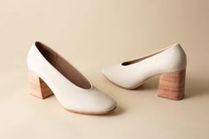 Salvador | Women's Heels | Huma Blanco Formal Block Heels With Wooden Square Toe, Business Casual Court Shoes With Sculpted Block Heel, Office Square Toe Heels With Wooden Heel, Office Block Heels With Sculpted Square Toe, Chic Court Shoes With Wooden Heel For Office, Formal Block Heels With Wooden Heel And Almond Toe, Office Court Shoes With Block Wooden Heel, Square Toe Block Heels With Stacked Heel For Work, Office Court Shoes With Wooden Block Heel