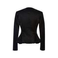 FINAL SALE This black Christopher Kane jacket features a high rounded neck and a tailored construction with godet at the front accented with tulle. Hidden front hook and eye closures. 70% polyamide, 17% viscose, 13% acetate. Fully lined. Manufacturer Style No. JK406WS5W03. This style runs true to size.Made in Italy Size UK8 Bust 33" Waist 28" Length shoulder to hem:23" Black Blazer With Concealed Front Fastening For Evening, Elegant Stretch Blazer For Formal Occasions, Black Long Sleeve Blazer With Structured Boning, Black Blazer With Structured Boning And Long Sleeves, Elegant Long Sleeve Stretch Blazer, Elegant Stretch Blazer With Long Sleeves, Elegant Stretch Long Sleeve Blazer, Winter Evening Outerwear With Concealed Front Fastening, Formal Stretch Blazer With Long Sleeves