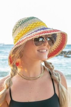 Add some color to your headwear game with this vibrant Rainbow Woven Straw Bucket Hat. Made from 100% straw, it features a playful mix of the colors of the rainbow.Circumference: 21.75"Brim Length: 2.75" Material Composition: 100% Straw ** Color may vary slightly due to image and screen lighting** ** SHIPS FREE** * in stock ships approximate 2–3 bus days after purchase from CA* Straw Bucket Hat, The Colors Of The Rainbow, Colors Of The Rainbow, Spring Fever, Long Shorts, The Rainbow, Short Pants, Long Sweatshirt, Set Dress