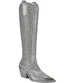 Azalea Wang Ruvin Crystal Embellished Western Tall Boots | Dillard's Crystal Boots, Azalea Wang, Dillard's, Tall Boots, Eras Tour, Crystal Rhinestone, Clothing Accessories, Heel Height, Outfit Ideas