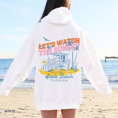 Trendy Beach Season Hoodie Sweatshirt, White Cotton Hoodie For The Beach, White Cotton Hoodie For Beach, White Cotton Beach Hoodie, Summer White Hoodie For Streetwear, Beach Season Cotton Hooded Sweatshirt, White Hoodie For Summer Streetwear, Hooded Cotton Sweatshirt For Beach Season, Cotton Hooded Sweatshirt For Beach Season