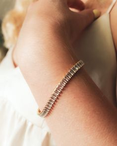 Elodie Baguette Cut Tennis Bracelet - or - bon femmes Pure Elegance, Baguette Cut, Tennis Bracelet, Beauty Shop, The Light, Vintage Finds, Accessories Shop, Timeless Pieces, Classic Design