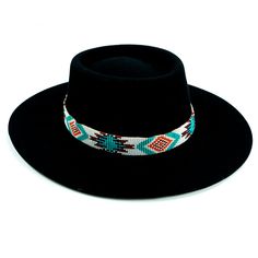 Price includes a Brigitte Sambboho hat & an Aztec (Flat) hatband. Save 10% with this bundle. Select hat size. Hatband is one size fits all. Hatband is removable.  The fanciest hat you will ever wear. Sambboho's Brigitte black hat is a dipped crown boater design with a custom trimmed genuine velvet black band. A st Adjustable Flat Brim Boater Hat For Country Events, Winter Festival Fedora With Flat Brim, Flat Brim Winter Fedora For Festivals, Winter Festival Flat Brim Fedora, Western Hat With Flat Crown For Festivals, Western Mini Hat With Adjustable Flat Brim, Bohemian Sun Hat With Curved Brim, One Size, Western Style Hat With Flat Crown For Festivals, Bohemian Sun Hat With Curved Brim One Size