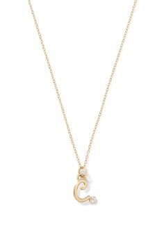 Wear your initials or spell out your favorite word with our 14K Yellow Gold Letter Necklace. Each letter is accented with a white diamond. Available in letters A-Z. It comes on an Alison Lou 14K Yellow Gold 16" Chain with an extension to 18". Due to the custom nature of this product, please allow 15 business days for production. Please note this piece is final sale. 14K Yellow Gold, Made in New York City Luxury Engraved Initial Pendant Necklace, Classic Yellow Gold Diamond Necklace With Initials, Classic Diamond Initial Necklace For Anniversary, White Gold Initial Pendant Necklace For Formal Occasions, Classic 14k Gold Initial Pendant Diamond Necklace, Classic Formal Name Necklace With Initials, Classic 14k Gold Diamond Initial Pendant Necklace, Formal White Gold Initial Pendant Necklace, Formal White Gold Initial Necklace