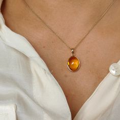 Orange Pendant Necklace, 14k Gold Oval Amber Jewelry, Elegant Oval Amber Gemstones, Oval Amber Birthstone Jewelry, Orange Oval Necklace For Gift, Oval 14k Gold Gemstones As Gift, Oval 14k Gold Gemstones For Gift, Yellow Jewelry Aesthetic, Oval Amber Necklace For Anniversary