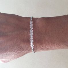 Herkimer Diamond Quartz Karen Hill Tribe Thai Silver Beaded Silver Beaded Bracelet, Sundance Style, April Birthday, Diamond Quartz, Silver Bead Bracelet, April Birthstone, Mesa Az, Layered Bracelets, Herkimer Diamond