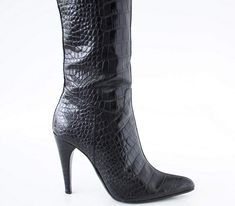 Prada Boot Sleek Rich Black Crocodile Knee High 37 / 7 - mightychic Over The Top, Jet Black, Knee High Boots, Easy Access, Side Zipper, Knee High, Heeled Boots, Prada, Ankle Boot