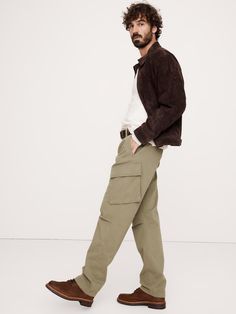 We borrowed details from styles worn by the British Navy—like angled cargo pockets for easier access and small pleats at the knees for full range of motion—for this special pant.  For fabric, we reached for one of our coziest brushed twills for suede-like softness.  Mid-rise.  Relaxed fit with a tapered leg.  16. 5" leg opening.  Organic: Made with 52% certified, organically grown cotton that's easier on the earth.  Zip fly with button closure.  Belt loops.  Front, back and side cargo pockets. Relaxed Fit Utility Bottoms For Fall, Casual Cargo Jeans For Fall, Fall Cotton Bottoms With Multiple Pockets, Cotton Cargo Pants With Belt Loops For Fall, Fall Cotton Cargo Pants With Belt Loops, Relaxed Fit Tapered Leg Cargo Pants With Pockets, Relaxed Fit Cargo Trousers With Multiple Pockets, Cotton Parachute Pants With Patch Pockets For Fall, Fall Cotton Parachute Pants With Cargo Pockets