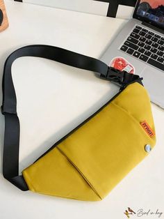 BirdinBag - Large Capacity Adjustable Strap Yellow Waist Bag Outdoor Shoulder Bag With Adjustable Strap And Softback, Outdoor Softback Shoulder Bag With Adjustable Strap, Practical Chest Bag With Pockets For Daily Use, Yellow Travel Bags, Casual Softback Shoulder Bag For Outdoor, Versatile Outdoor Pouch Bag, Casual Yellow Portable Bag, Versatile Daily Use Chest Bag With Pockets, Casual Outdoor Pouch Shoulder Bag