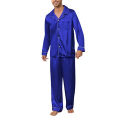 PRICES MAY VARY. ❤Soft and Silky Material: This luxurious and skin-friendly mens pajama sets made of lightweight silk satin provides ultimate comfort whenever in use. The fabric is very soft and smooth feel with a tad of stretch. The pajama sets have tight seams, no loose threads or buttons, and the piping detail along the collar, pockets, cuffs and ankles is a beautiful touch. ❤Classic Design: Men's long-sleeved top with button-down, classic notch lapel + V-neck, and a pocket on the left breast Mens Silk Pajamas, Men Sleepwear, Pajamas For Men, Silk Pajamas Set, Mens Pajama, Silk Pajama Pants, Pjs Set, Silky Pajamas, Mens Pajamas Set