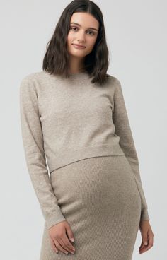 From work to the weekend, the Sandy Detachable Nursing Knit will be on high rotation! This versatile top features a removable under-layer, leaving a cute cropped knit - perfect for pairing with high waisted skirts, layering over dresses or wear as a set with the Dani Knit Skirt. Post-pregnancy the duo provides easy, discreet nursing access. Semi fitted Fully fashion knit with jersey underlayer Round neckline Detachable underlayer, can be worn under other garmentsSweater can be worn on its ownLon Waisted Skirts, Tiffany Rose, High Waisted Skirts, Pregnant Wedding, Pregnant Wedding Dress, Party Kleidung, Pregnancy Stages, Post Pregnancy, Knit Fashion