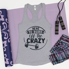 Funny Workout Tank Top for Women,  Here to Burn off the Crazy Workout Tank Tops Funny, Workouts Running, Funny Workout Tanks, Power Walking, Fitness Gift, Fitness Tank Top, Gym Weights, Funny Fitness, Weight Lifting Workout