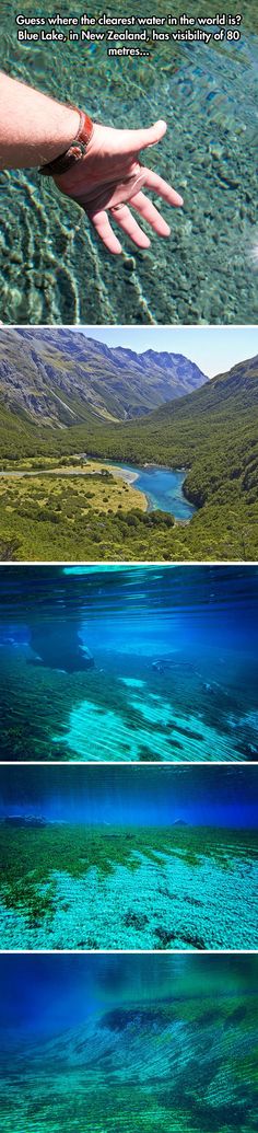 four different views of the water and land