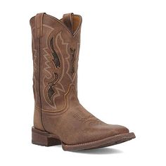 The Laredo Martin boot is constructed of soft tan leather and is set apart by the dark brown underlay design on the upper. The underlays are outlined by multi-row stitching. Features broad Square toe, Ortholite cushion insert, Stockman heel and lightweight rubber outsole.Features: CushionedClosure Type: Pull OnShaft Circumference: 12 InchesBoot Shaft Height: 11 InchesShoe Heel Height: 1 InchUpper/Outer Base Material: 100% LeatherShoe Lining Material: PolyesterSole Material Content: 100% RubberCalf Width: RegularToe Type: Square Toe, Closed ToeHeel Style: Flat HeelCountry of Origin: Imported Classic Distressed Brown Boots For Ranch, Brown Moc Toe Waterproof Boots For Rodeo, Brown Moc Toe Western Waterproof Boots, Brown Western Waterproof Boots With Moc Toe, Brown Western Style Waterproof Boots With Moc Toe, Western Style Brown Waterproof Boots For Ranch, Rugged Brown Moto Boots For Rodeo, Brown Snip Toe Waterproof Boots For Ranch, Rugged Leather Boots For Rodeo