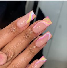 Acrylic Nail Designs Coffin, French Tip Acrylic Nails, Glow Nails, Classy Acrylic Nails, Short Square Acrylic Nails