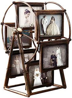 PRICES MAY VARY. CREATIVE PICTURE FRAME - Our picture frame features a retro ferris wheel. Ferris wheel photo frame contains six small photo frames that can hold up to twelve 5" x 3.5" photos. 360 degree rotation makes it a beautiful image display. HIGH-QUALITY MATERIAL - The frame is made of high-quality PVC plastic instead of metal. Retro appearance and durable. Picture frame protect your photo from dust and moisture. HOME DÉCOR - Ferris wheel Photo Frame makes the artwork seem lofty. A great Diy Ferris Wheel, Western Picture Frames, Vintage Family Photos, Plastic Picture Frames, Small Photo Frames, Family Tree Frame, Picture Ornaments, Diy Photo Frames, Vintage Family