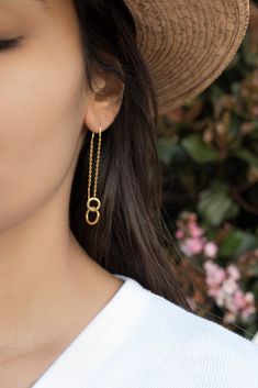 "Threader Earrings ~ 18k Gold Vermeil Earrings ~ Circle ~ Geometric ~Dangle Earrings ~ Handmade ~ Jewelry ~ Gift for her 》D E T A I L S《 ✦ M E T A L : Gold Vermeil (Gold Plated over Sterling Silver) 》✦ S A V E * B U Y * M O R E ✦《 Use the code \"MARESIA2\" and get 10% OFF when you buy 2 items. Use the code \"MARESIA3\" and get 15% OFF when you buy 3 or more items. 》 P A C K A G I N G 《 Your jewelry will be nicely packaged. If one or more items are gifts, please leave us a note at checkout and we Hypoallergenic Yellow Gold Dangle Jewelry, 14k Gold Threader Earrings For Everyday, Gold Round Threader Earrings For Everyday, Yellow Gold Threader Earrings As A Gift, Yellow Gold Threader Earrings For Gift, Hypoallergenic Yellow Gold Linear Earrings For Everyday, Gold Round Threader Earrings, Gold Plated Drop Threader Earrings As Gift, Gold Single Threader Earring