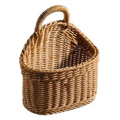 an empty basket with handle on a white background