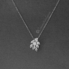 Dainty CZ Leaf Cluster Pendant Necklace - Cassandra Lynne Diamond Locket, Diamond Pendants Designs, Bridal Accessory, Diamond Pendant Sets, Wedding Pendant, Fancy Necklace, Diamond Jewelry Designs, Classy Jewelry, Fancy Diamonds