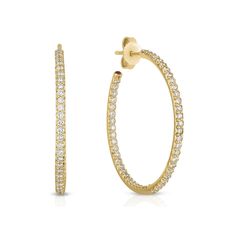 Crafted from 18K yellow gold, these Perfect Diamond Hoop Earrings boast a dazzling total carat weight of 0.98 and feature stunning diamonds as the primary gemstone. Gold Diamond Hoop Earrings, Diamond Collection, Roberto Coin, Diamond Hoop Earrings, Gold Diamond, Jewelry Accessories, Hoop Earrings, Diamonds, Yellow Gold