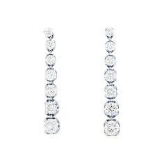 Elegant and timeless, these drop style earrings feature 14 round brilliant cut diamonds graduating in size and total 1.75 carats. Diamonds Direct, Stone Drop Earrings, Diamond Chain, Diamond Hoop Earrings, Womens Wedding Bands, Diamond Drop Earrings, Style Earrings, Round Brilliant Cut Diamond, Brilliant Cut Diamond