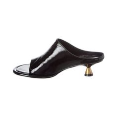 Patent Leather Round, Open Toe Slip On Style Conical Kitten Heel Leather Sole Made In Italy Heel Measurement: 45mm (1.75") In Great, Used Condition Kitten Heel, Black Sandals, Women's Shoes Sandals, Patent Leather, Open Toe, Kitten Heels, Shoes Sandals, In Italy, Slip On