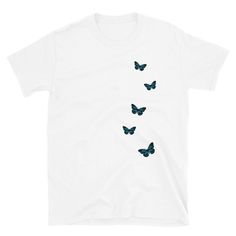 * Super soft t-shirt made with either 100% cotton or mix of cotton/polyester (depending on the shirt color). * Design is high-quality screen printed. * Unisex sizing - if you want it oversized, size up! * Please see the size guide for measurements! If you have any questions, feel free to message me! Shop Homepage: https://www.etsy.com/shop/peachleafstore/ If you have any issues with your order, please contact me!. *Disclaimer: Since the products are made to order, slight variations in color inte Graphic Tee With Butterfly Print For Streetwear, Short Sleeve Graphic Tee With Butterfly Print, Short Sleeve Butterfly Print Graphic Tee, Relaxed Fit Butterfly Print Graphic Tee, Butterfly Tshirt, Trendy White T-shirt With Butterfly Print, Tshirts For Women, Trendy Short Sleeve T-shirt With Butterfly Print, Cute Butterfly Print T-shirt For Spring