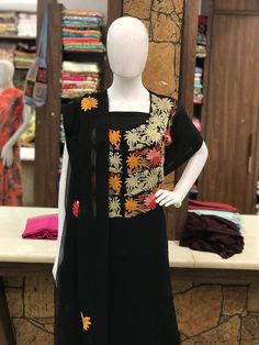 A stunningly marvellous outfit. This outfit features kashmiri zari/tilla and aari fusion embroidery on the neckline of shirt, embroidery on sleeves and 2 sided embroidered borders on the dupatta with floral booties all over.- - - - - - - - - - - - - - - - - - - - Product DetailsCondition: Brand NewF A B R I CShirt: Viscose GeorgetteDupatta: Viscose GeorgetteLower: Indian CrepeUnstitched47+ inches of Shirt Length and sleeves upto 3 quarters.Care Instructions: Dry Clean Only✿Subscribe to our Newsl Elegant Chanderi Churidar With Floral Embroidery, Elegant Churidar With Floral Embroidery In Chanderi, Designer Wear Floral Embroidered Anarkali Set, Designer Floral Embroidered Kurta For Festive Occasions, Designer Festive Floral Anarkali Set, Bollywood Anarkali Set With Floral Embroidery For Navratri, Designer Chanderi Churidar For Transitional Seasons, Anarkali Kurta With Floral Embroidery For Festive Occasions, Festive Anarkali Kurta With Floral Embroidery