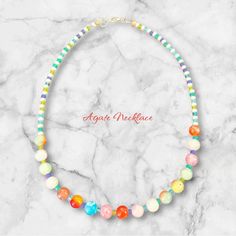 This Colorful Fun Necklace Contains 17 Agate Beads And A Combination Of Faux Pearl And Glass Beads.  So Many Colors Makes This Necklace Very Versatile And Fun To Wear. Colorful Round Beads Casual Necklace, Colorful Casual Round Bead Necklaces, Casual Colorful Round Beads Necklace, Casual Colorful Round Bead Necklaces, Multicolor Agate Beaded Bracelets With Colorful Beads, Multicolor Faceted Beads Casual Style, Casual Beaded Necklace With Faceted Round Beads, Casual Multicolor Beaded Necklace For Gift, Casual Multicolor Round Beads Necklaces