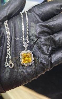 This stunning necklace features a vibrant yellow princess cut CZ diamond and delicate white round CZ floral pendant, crafted from 925 sterling silver. Perfect for gifting to your loved ones, with 1 day shipping available. 1 DAY SHIPPING ⭐ Handmade Product ⭐ Base Metal: Sterling Silver ⭐ Metal Purity: 925 parts per 1000 ⭐ Finish: 14K White Gold Plated ⭐ Main Stone Clarity: VVS1 ⭐ Main Stone Creation: Simulated ⭐ Stone Color: Yellow & White ⭐ Stone Shape: Princess ⭐ Gender: Female ⭐ Express Shippi Elegant Citrine Birthstone Jewelry, Cubic Zirconia Jewelry With Diamond Cut For Gift, Diamond Cut Cubic Zirconia Jewelry Gift, Fine Jewelry Princess Cut Cubic Zirconia Necklace, Fine Jewelry Cubic Zirconia Princess Cut Necklace, Elegant Princess Cut Cubic Zirconia Necklaces, Silver Princess Cut Necklace For Anniversary, Silver Princess Cut Necklaces For Anniversary, Elegant Princess Cut Cubic Zirconia Necklace