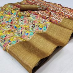 This multicolored saree is prettified with digital printed work as shown which makes it appear classy. This saree is made of art silk fabric which is accompanied with art silk blouse piece which you can customise as per your design/style. Women can buy this saree to wear for their festive, homely events and ideal for any fashionista. Note:- The actual product may differ slightly in color and design from the one illustrated in the images when compared with computer or mobile screen. Multicolor Art Silk Fabric For Navratri, Unstitched Saree With Digital Print, Semi-stitched Multicolor Chanderi Blouse Piece, Bollywood Style Multicolor Chanderi Fabric, Semi-stitched Silk Digital Prints For Navratri, Multicolor Festive Fabric For Navratri, Festive Multicolor Silk Fabric, Multicolor Silk Saree With Digital Print, Multicolor Chanderi Saree With Digital Print