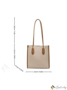 BirdinBag - Stylish Khaki Shoulder Bag with Minimalist Design Minimalist Square Shoulder Bag For Shopping, Beige Rectangular Bucket Bag For Everyday Use, Rectangular Beige Bucket Bag For Everyday Use, Minimalist Rectangular Bucket Bag For Office, Cream Minimalist Tote Bag, Office Tote Hobo Bag Including Paper Bag, Minimalist Cream Tote Bag, Everyday Beige Rectangular Bucket Bag, Rectangular Office Bag With Leather Handles