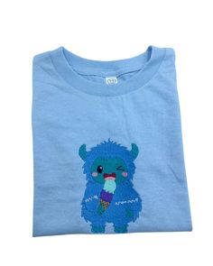 Kids Cute Yeti Eating Ice Cream Mountain Embroidery Short Sleeve Cozy Cute Shirts You could expect beautiful embroidery of designs, embroidered by us, on a soft, long sleeve T-shirt Processing time is average 7-10 business days. Processing time does not include shipping time. About the T-shirt Youth XS-XL 8.8oz/lin. yard, 100% preshrunk USA cotton 100% preshrunk cotton Double-needle stitching throughout Seamless rib at neck Taped shoulder-to-shoulder Seamless rib at neck Multiple sizes and colours to choose   -There may be a slight difference on every item that will make your items special and one of a kind. -Due to different screen settings, colors may appear different! -Customized products are considered final sales. However, if you encounter any issues with your purchase, please contact Cute Long Sleeve Embroidered T-shirt, Light Blue Embroidered Tops With Crew Neck, Ice Cream Mountain, Cute Yeti, Mountain Embroidery, Eating Ice, Eating Ice Cream, Checked Blazer, Floral Print Shirt