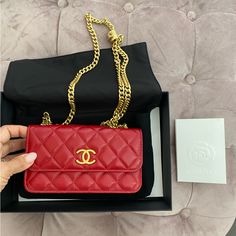 100% Authentic! O-Porte Tell Chain Chanel Mini Bag Lambskin & Gold-Tone Metal Beige Ref. Ap3047 B09300 Nk288 New With All The Protective Film And Original Receipt And Original Box Dimensions 3.9 6.7 1.3 In ( Cm ) Can Sell For Less Off Of Posh Chanel 22 Mini Bag, Chanel Mini Bag Set, Chanel Woc Red, Chanel Mini Bag, Chanel 19 Red Bag, Luxury Red Box Bag With Gold-tone Hardware, Red Chanel, Chanel Mini, Vanity Bag