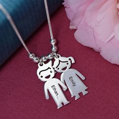 Boy, Girl, Children Engraved Charms Pendant Necklace Silver | #etsy #mothersdaygift #personalized #custom #handmade #charms #childrenpendant #familynecklace #momgift #giftforgrandma #newmoms #siblingscharm #giftformoms #giftforher #silver925 #sterlingsilver925 #pendantnecklace #silvernecklace #kidsgift #mommygift Handmade Gift For Mom, Custom Engraved Bracelet, Christmas Gifts For Grandma, Mommy Gift, Board Pin, Silver Gold Jewelry, Personalized Gifts For Men, Pendant Necklace Silver, Family Necklace