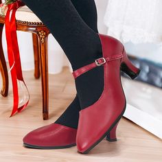 Category:Heels,Pumps; Upper Materials:Cowhide,Leather; Season:Winter,Fall,Summer,Spring; Heel Type:Kitten Heel; Gender:Women's; Size Suggestion:standard size, select your usual size; Toe Shape:Round Toe; Style:Vintage,Elegant,Fashion,Comfort; Heel Height(inch):1-2; Outsole Materials:Rubber; Occasion:Outdoor,Club,Daily,Party; Closure Type:Buckle,Ankle Strap; Listing Date:12/20/2023; 2024 Trends:Vintage Shoes,Comfort Shoes; Heel Height:Mid Heel Ballroom Shoes, Mens Outdoor Jackets, Shoes Party, Party Outdoor, Shoes Heel, Heels Online, Shoes Vintage, 2024 Trends, Modern Dance