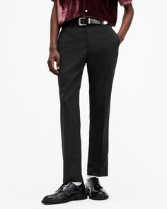 This is how we do modern tailoring. The Blackwater Pants are made from a responsibly sourced wool-blend fabric to a tailored straight-leg silhouette. They're easy to wear, sitting mid-rise with four pockets – they're an instant classic.   These trousers are designed to a tailored fit Button closure Full length Straight leg Four pockets Mid-rise Lightweight Black Pants With Pressed Crease And Straight Silhouette, Black Bottoms With Pressed Crease, Straight Silhouette Dress Pants With Belt Loops For Office, Black Bottoms With Welt Pockets Straight Silhouette, Black Bottoms With Welt Pockets And Straight Silhouette, Formal Dress Pants With Belt Loops, Tailored Black Straight Pants, Black Tailored Straight Silhouette Pants, Tailored Black Pants With Straight Silhouette