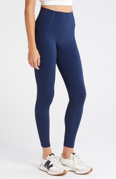 Work out or chill out in these smoothing high-waist leggings offered in an assortment of appealing hues. 24" inseam; 8 1/2" leg opening; 11" front rise; 14 1/2" back rise (size Medium) 79% polyamide, 21% elastane Machine wash, tumble dry By Free People; imported Mid-rise Tight Leggings With Contoured Waistband, Full Length Leggings With Contoured Waistband, Compressive Full-length Leggings, High-cut Smoothing Leggings, High-cut Smoothing Elastane Leggings, Full-length Leggings With Contoured Waistband For Pilates, Solid Tight Mid-rise Leggings, Tight Solid Leggings With Contoured Waistband, Compressive High-cut Leg Solid Leggings