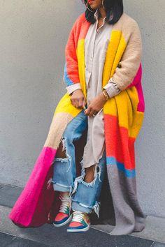 We're glad you've clicked on our new knitted kimono as we're really into its colorful vibes! The collarless and long sleeve cut make this a great choice for any stylish girl. Length: long Material: cotton blend Sleeve Type: long sleeve Neckline: collarless Style: knitted Size chart:Size: please check measurements carefullyPlease allow 0.5-1" difference due to manual measurementDifferent monitor settings means colors may differ slightly1" = 2.54cm Size(inch) US Size Length Shoulders Bust S 4/6 49 Knitted Kimono, Colorful Vibes, Stylish Girl, Sleeve Type, Drop Shoulder, Knit Cardigan, Color Blocking, Hoodie Shirt, Types Of Sleeves