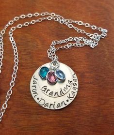 Sterling silver Grandma necklace, Nana jewelry, Grandma birthstone, mother's day, Grandkids names, G Grandma Necklace Birthstone, Nana Birthday Gift, Nana Jewelry, Grandmother Necklace, Granny Gifts, Fingerprint Necklace, Grandma Necklace, Personalized Grandma Gifts, Fingerprint Jewelry