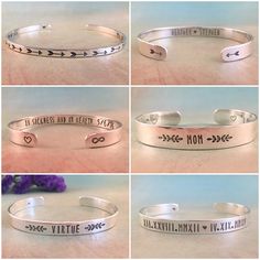 "♥︎ These personalized sterling silver cuff bracelets are made to order. Thank you for your patience and for shopping handmade! ▶︎▶︎▶︎ ABOUT THIS BRACELET ◀︎◀︎◀︎ ✺ Hand stamped and made of solid sterling silver (.925) ✺ You choose width & finish ✺ Bracelet measures 6\" long and is adjustable to fit most wrist sizes ✺ For very small wrists, you can request a 5.5\" long bracelet (or smaller) ✺ Gift wrapped for easy gift giving! ▶︎▶︎▶︎ How to Order ◀︎◀︎◀︎ 1. Choose quantity, width & finish, Adjustable Sterling Silver Stamped Cuff Bracelet, Stamped Sterling Silver Bangle Bracelet For Gift, Sterling Silver Stamped Bangle Bracelet For Gift, Stamped Sterling Silver Bangle Bracelet Gift, Sterling Silver Engraved Bangle For Gift, Personalized Sterling Silver Cuff Bracelet, Adjustable Engraved Bracelet For Mom, Customizable Silver Name Bracelet For Friendship, Sterling Silver Hand Stamped Cuff Bracelet For Anniversary