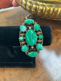 60s Brass, Green and Rhinestones statement piece, in excellent vintage condition . Bangle is 6.5cm Statement Pieces, Bangle Bracelets, Jewelry Bracelets, Bangles, Ships, Brass, Green, Jewellery Bracelets