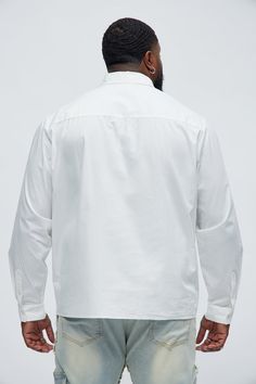 Available In White. Fold Down Collar Front Button Closure Chest pocket Long Sleeve 100% Cotton Imported | Mens Quick Popover Shirt in White size 2XL by Fashion Nova Popover Shirt, Woman Back, White Fashion, Swim Shorts, Chest Pocket, Jeans Pants, Clothes For Sale, Everyday Essentials Products, Fashion Nova