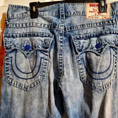 Brand New Retails For $175 Srone Wash Light Blue Dark Blue Button Blue Jeans With Snap Buttons In Cotton, Fitted Blue Pants With Button Zip Fly, Blue Denim Bottoms With Button Zip Fly, Medium Wash Button Closure Tapered Leg Bottoms, Medium Wash Tapered Leg Bottoms With Button Closure, Blue Tapered Leg Bottoms With Button Closure, Medium Wash Wide Leg Bottoms With Snap Buttons, Blue Tapered Leg Pants With Button Closure, Blue Wide Leg Jeans With Buttons