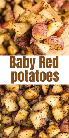 baby red potatoes are piled on top of each other with the words baby red potatoes above them